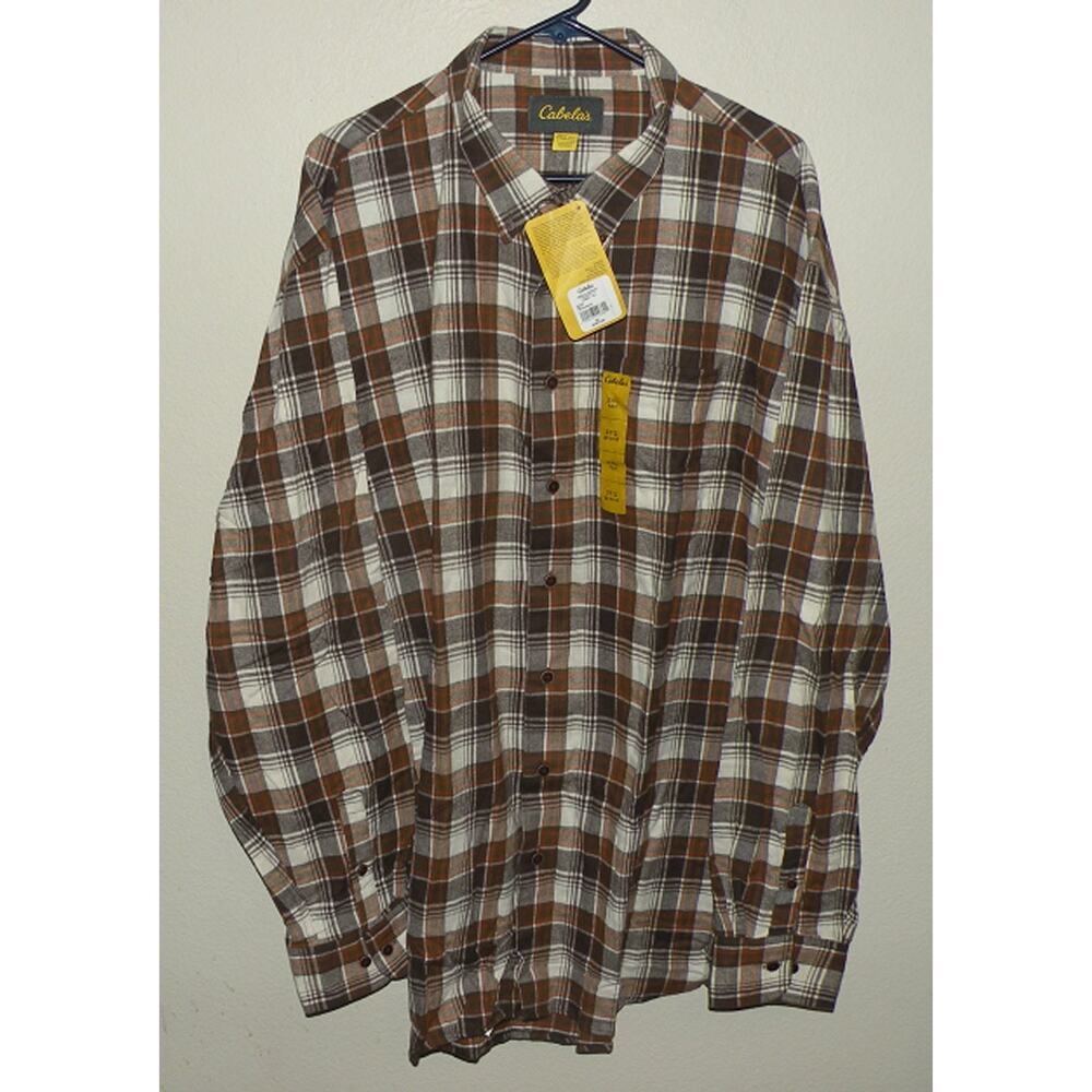 Cabela’s Sixty-One Collection Men's 3XLT Tall LS Flannel Shirt Bison Plaid NWT